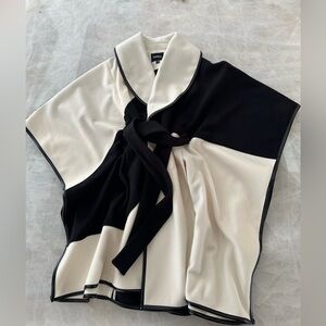 Express Faux Wool Color Block Belted Cape Coat – Oversized